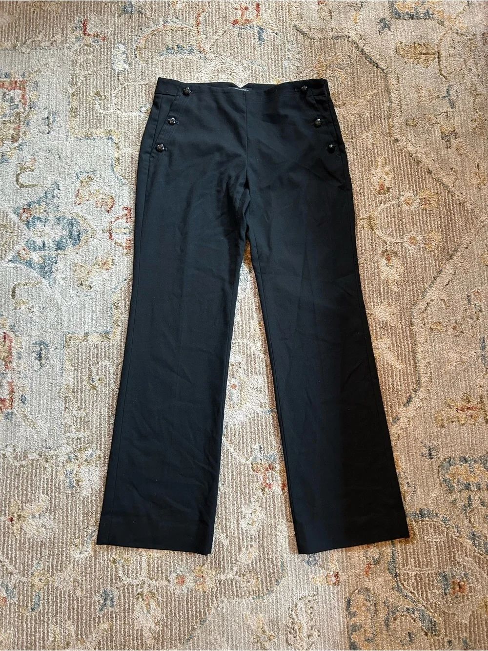 Banana Republic Black Wide-Leg Pants with Button Detail